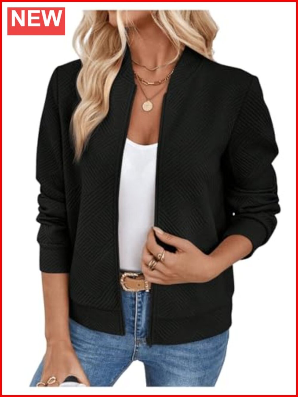 Women's Zip Up Bomber Jacket Casual Lightweight Cocoon Coat